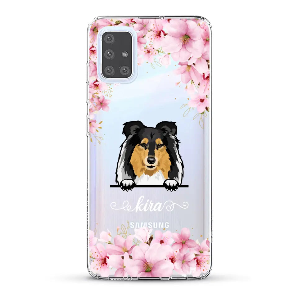 Fleurs et chiens - Coque de téléphone personnalisée