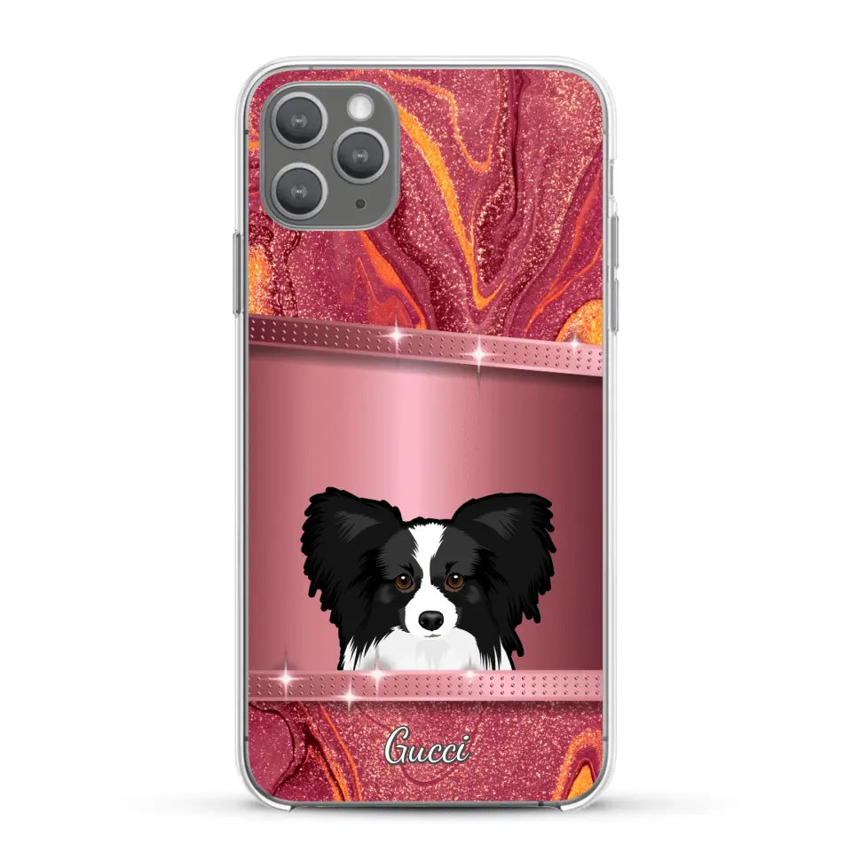 Chiens curieux aspect pailleté - Coque de téléphone personnalisée