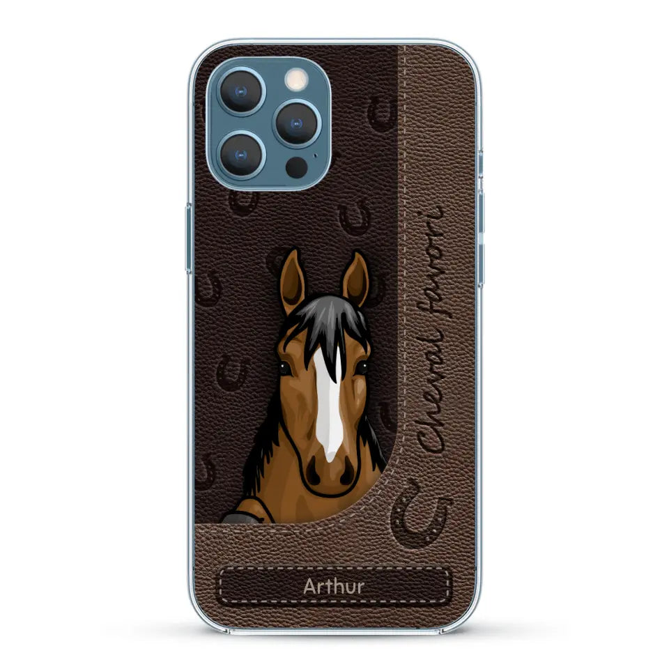 Chevaux curieux aspect cuir - Coque de téléphone personnalisée