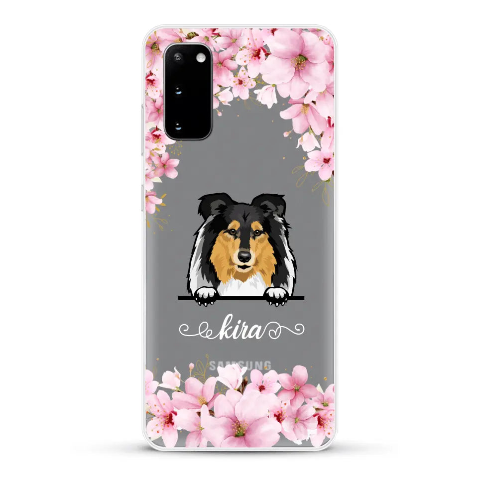 Fleurs et chiens - Coque de téléphone personnalisée