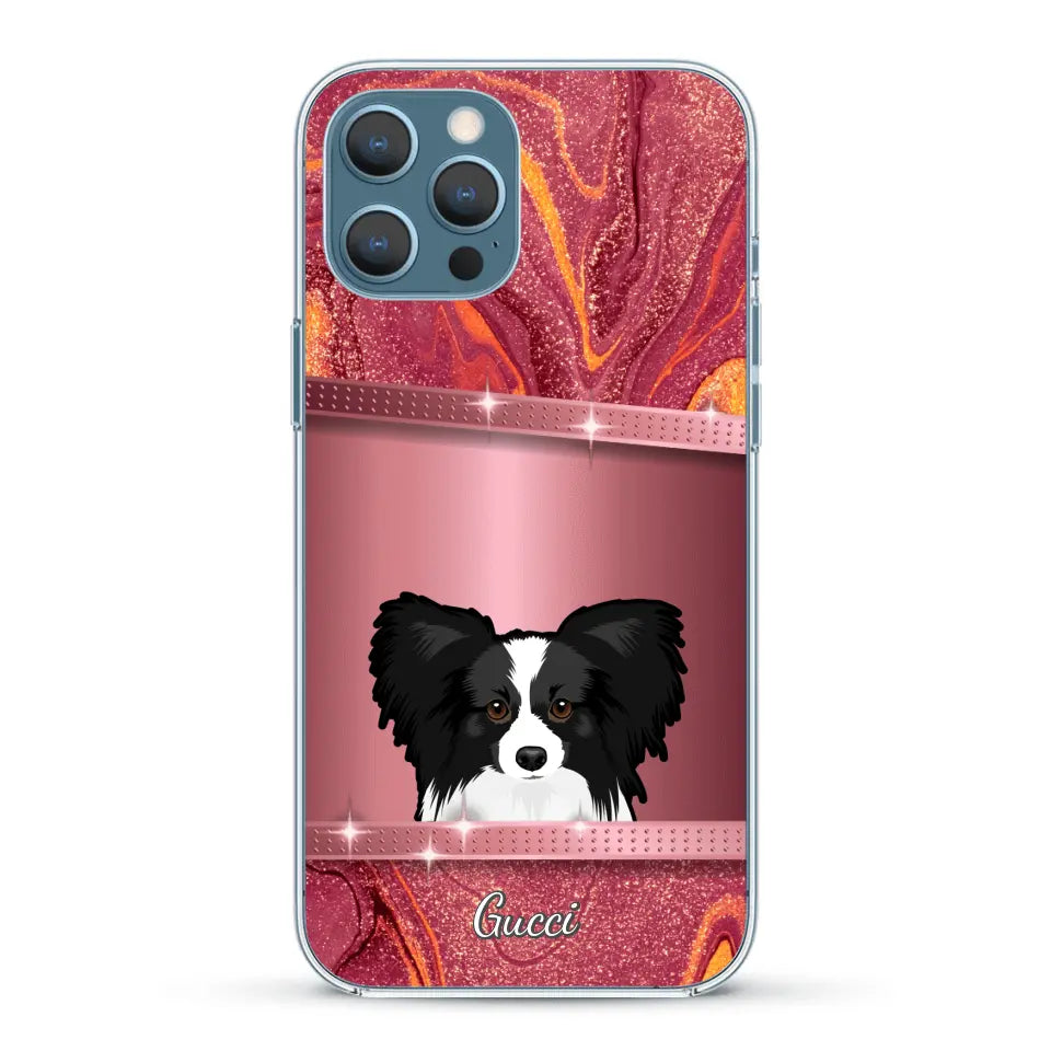 Chiens curieux aspect pailleté - Coque de téléphone personnalisée