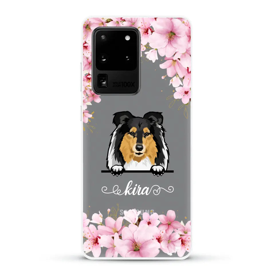 Fleurs et chiens - Coque de téléphone personnalisée