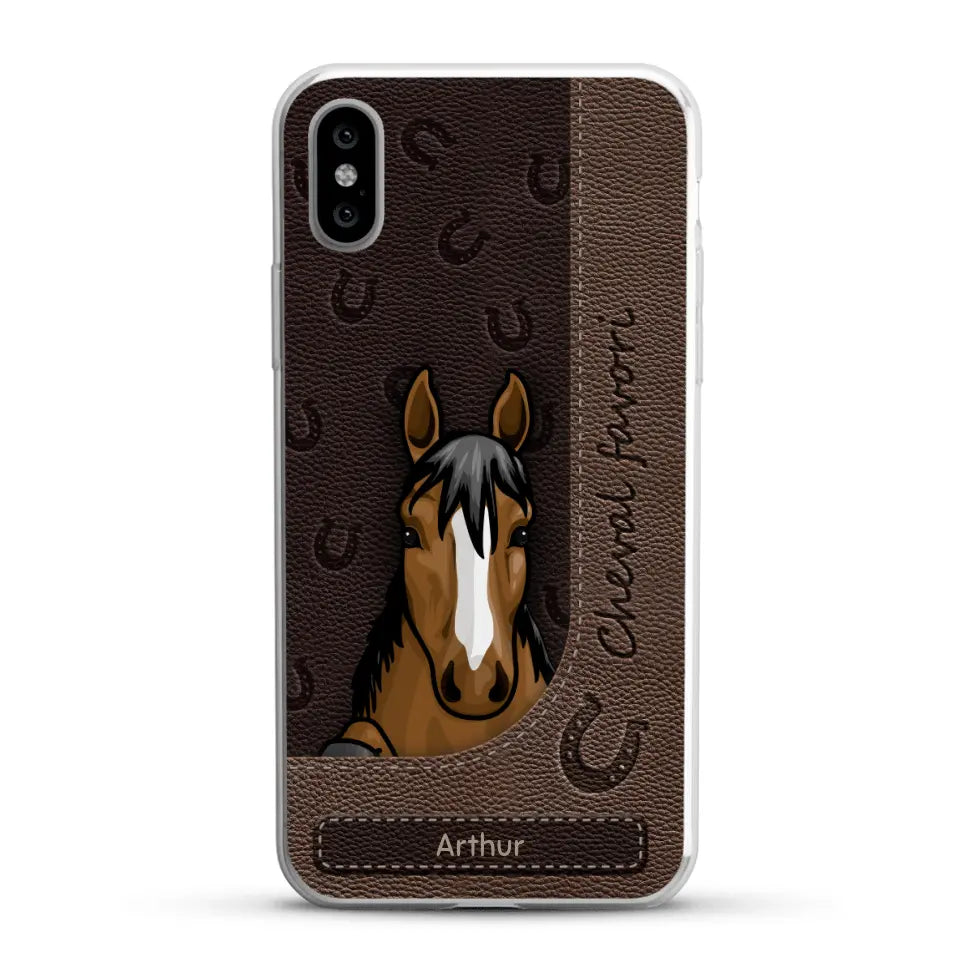 Chevaux curieux aspect cuir - Coque de téléphone personnalisée