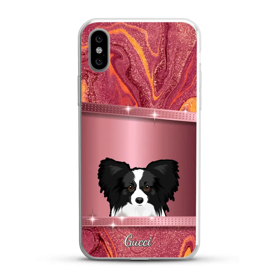 Chiens curieux aspect pailleté - Coque de téléphone personnalisée