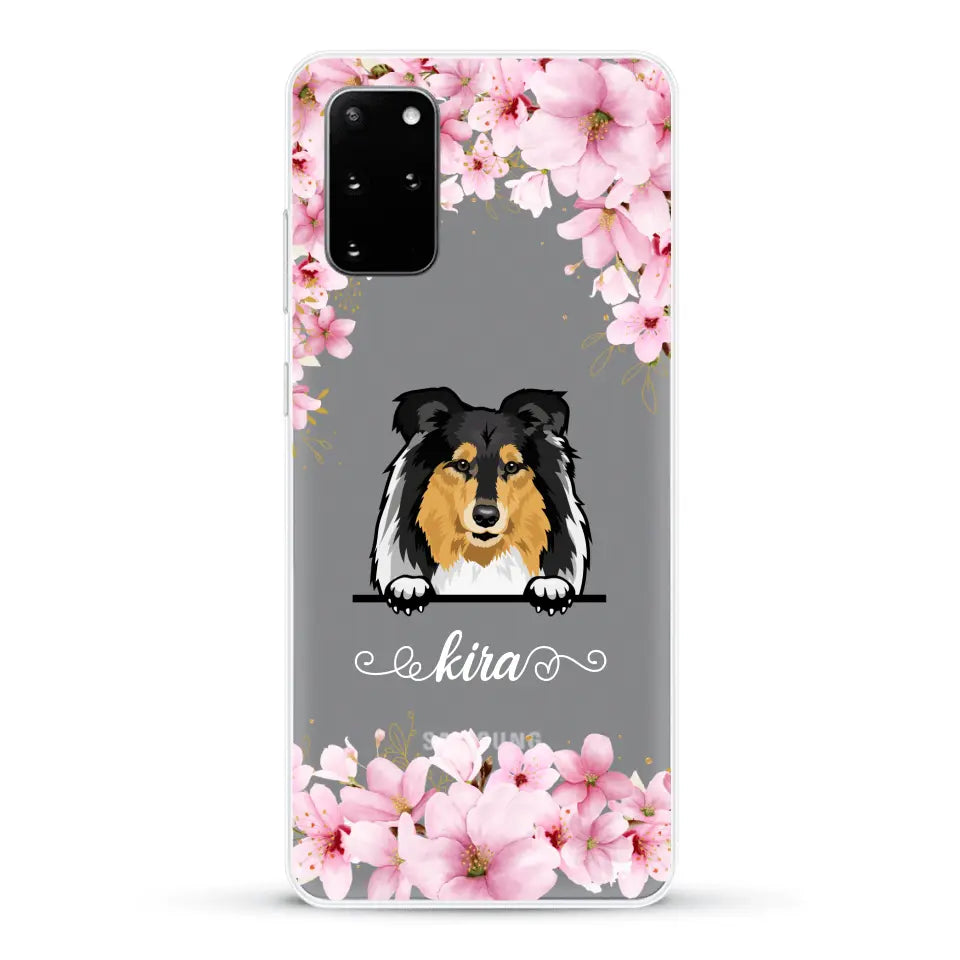 Fleurs et chiens - Coque de téléphone personnalisée