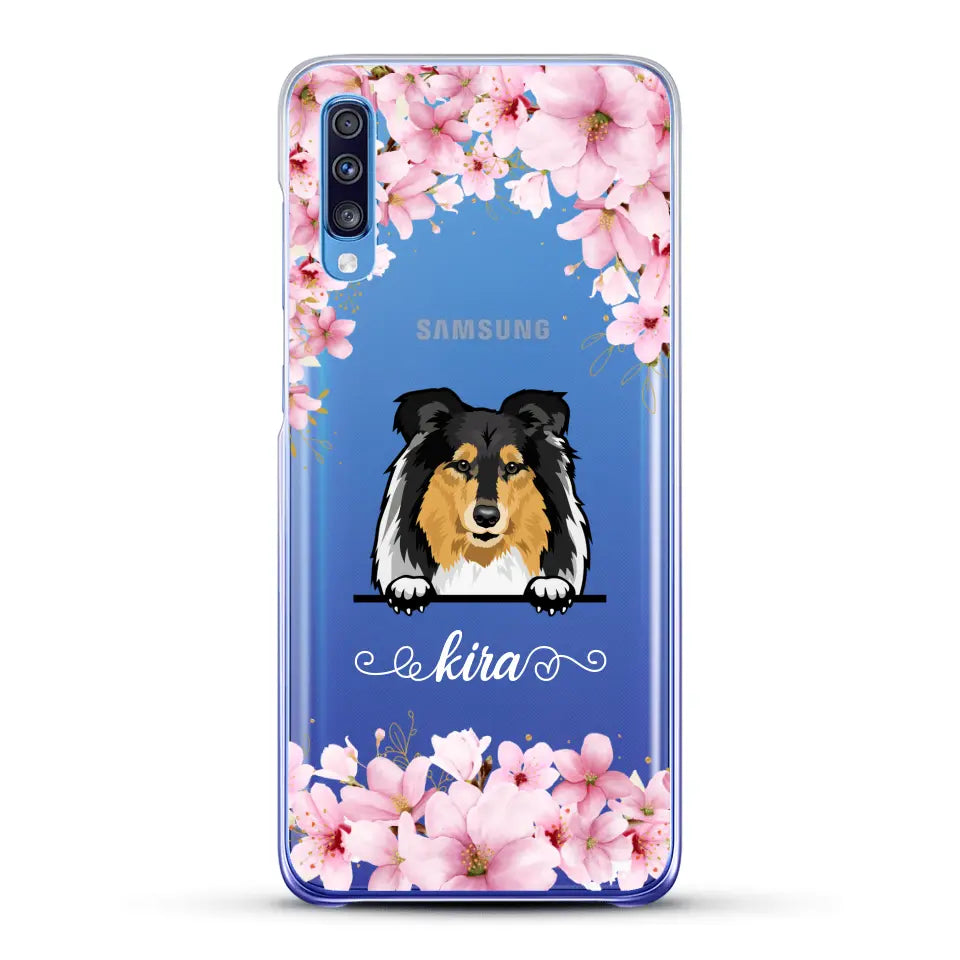 Fleurs et chiens - Coque de téléphone personnalisée