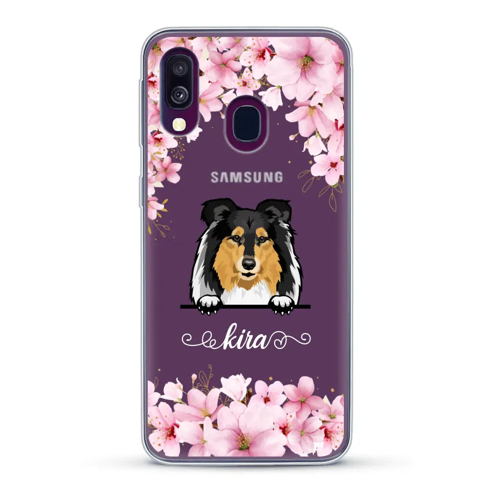 Fleurs et chiens - Coque de téléphone personnalisée