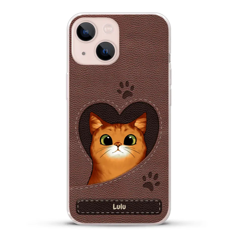 Chats curieux aspect cuir - Coque de téléphone personnalisée