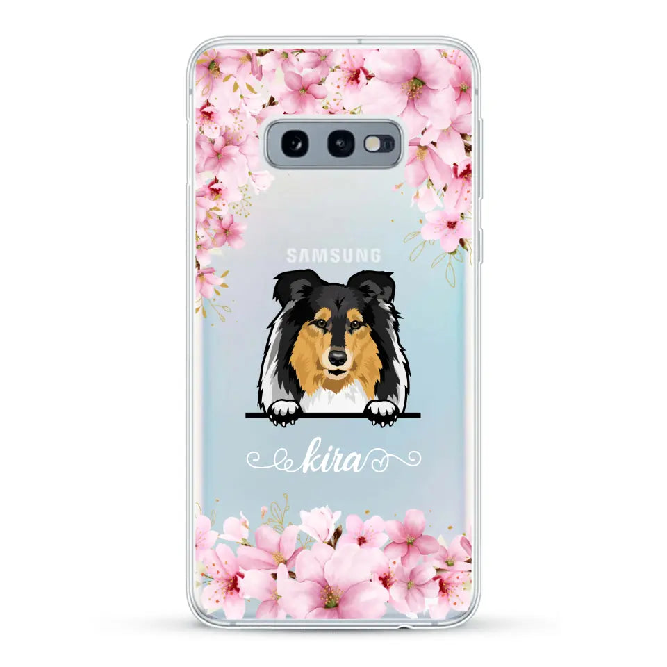 Fleurs et chiens - Coque de téléphone personnalisée