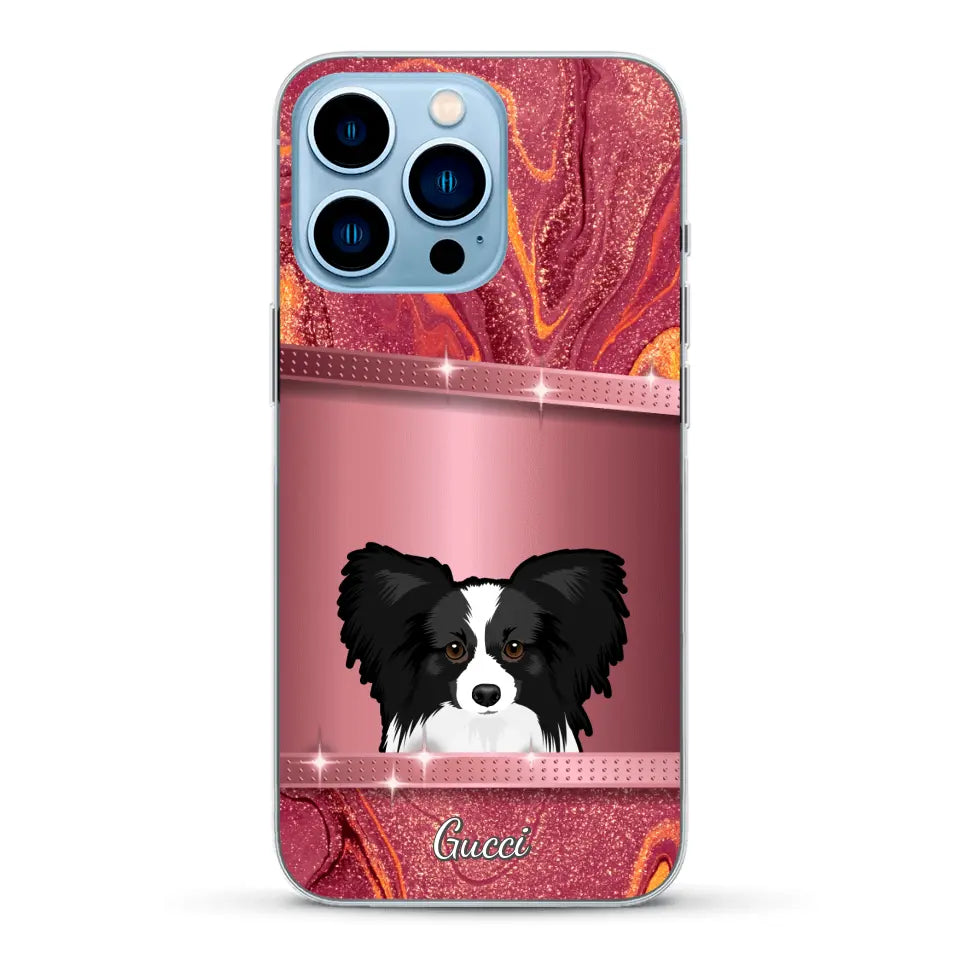 Chiens curieux aspect pailleté - Coque de téléphone personnalisée