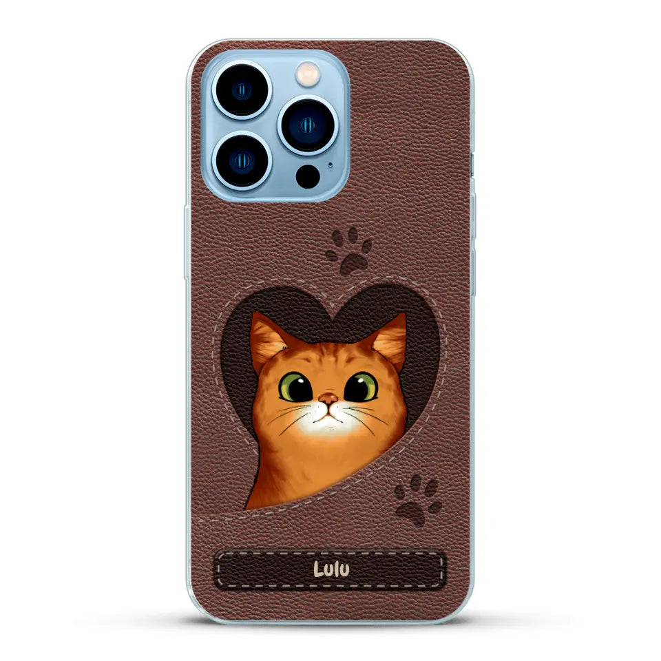 Chats curieux aspect cuir - Coque de téléphone personnalisée