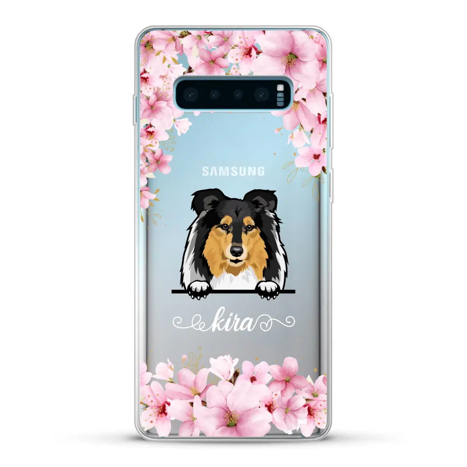 Fleurs et chiens - Coque de téléphone personnalisée