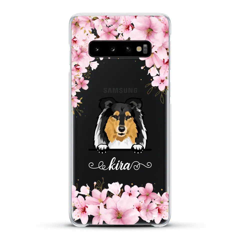 Fleurs et chiens - Coque de téléphone personnalisée