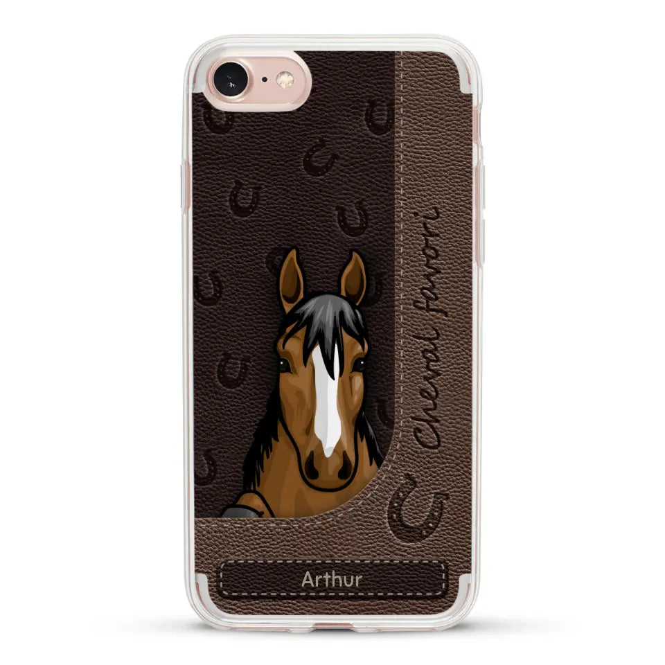 Chevaux curieux aspect cuir - Coque de téléphone personnalisée