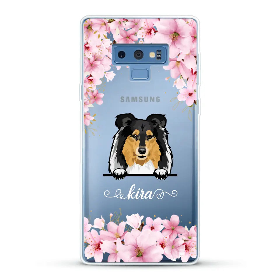 Fleurs et chiens - Coque de téléphone personnalisée