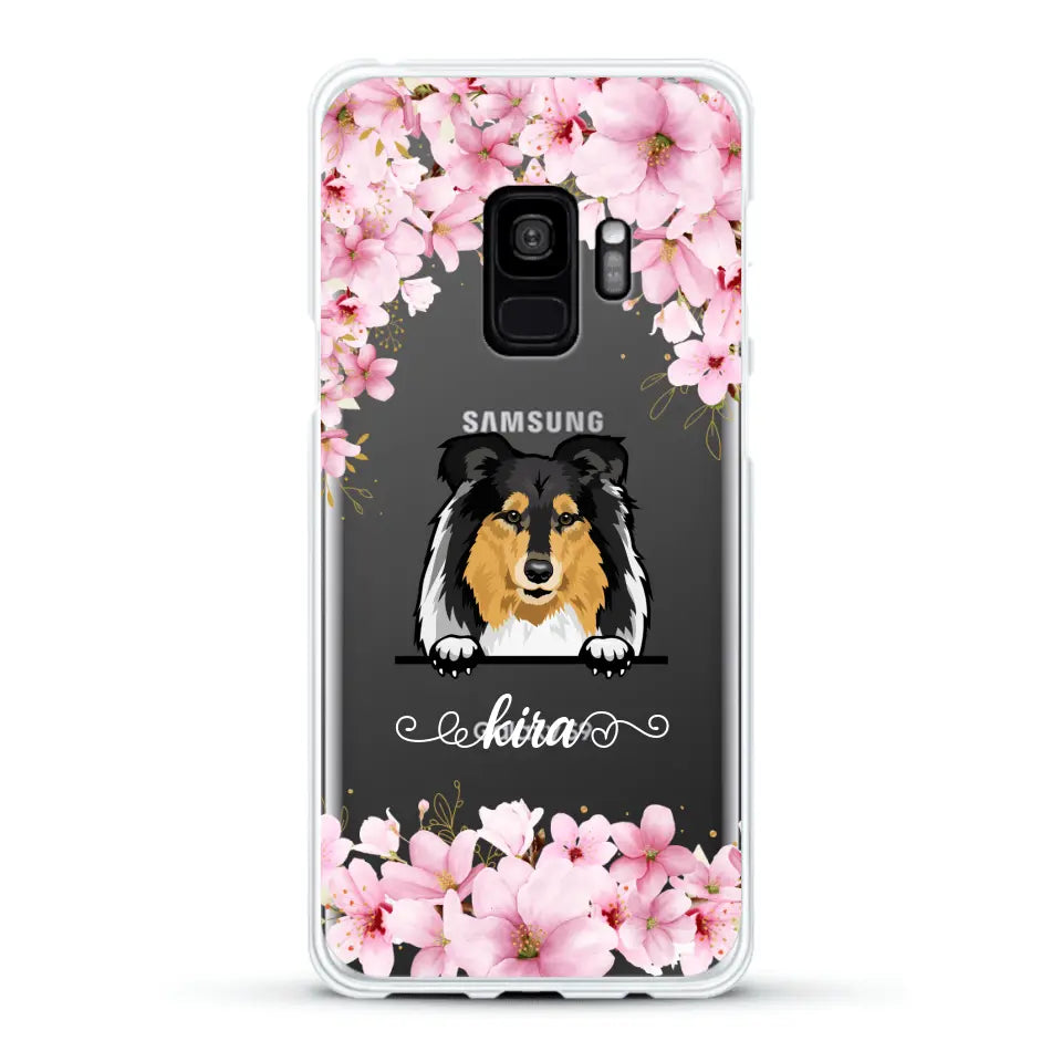 Fleurs et chiens - Coque de téléphone personnalisée