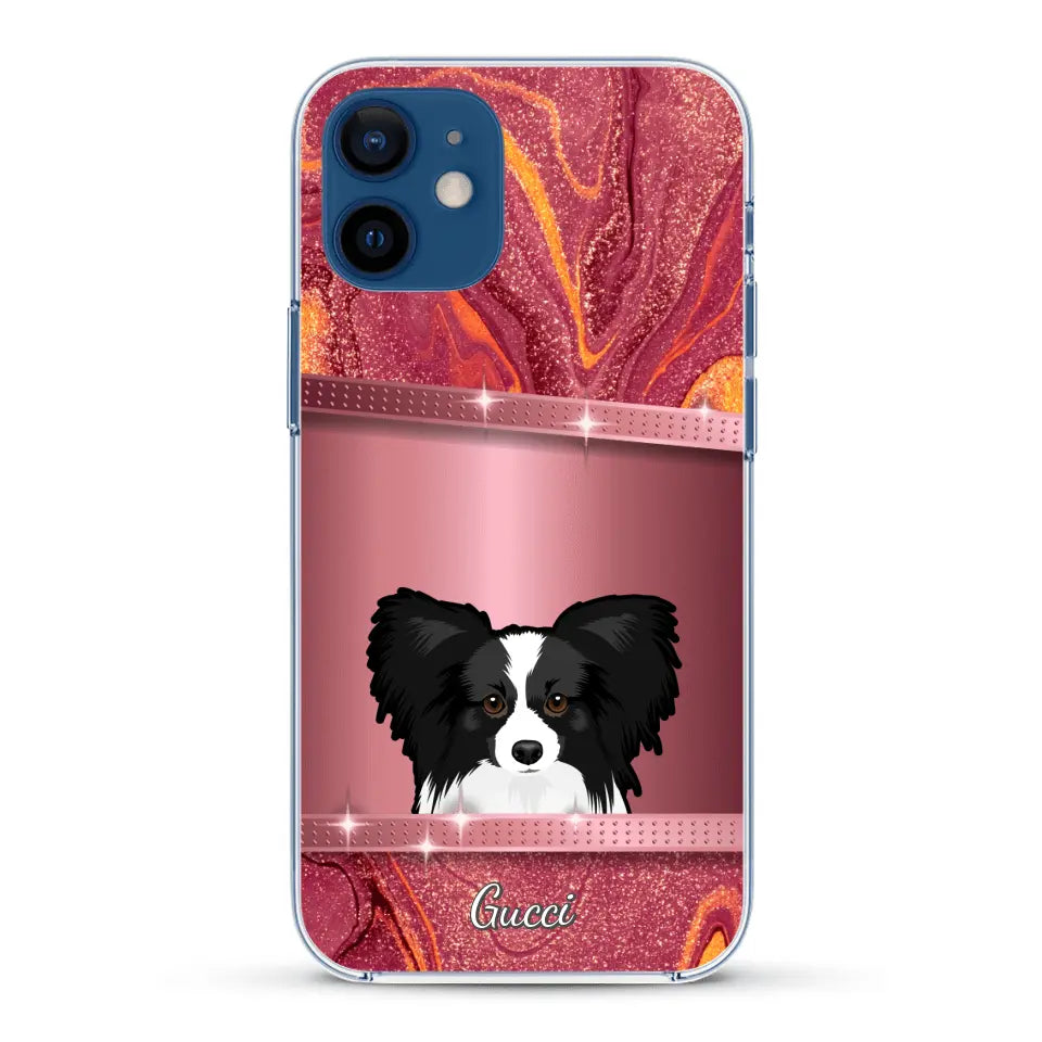 Chiens curieux aspect pailleté - Coque de téléphone personnalisée