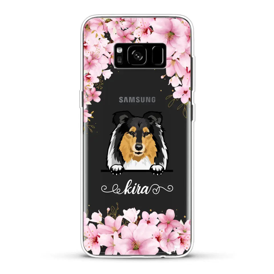 Fleurs et chiens - Coque de téléphone personnalisée