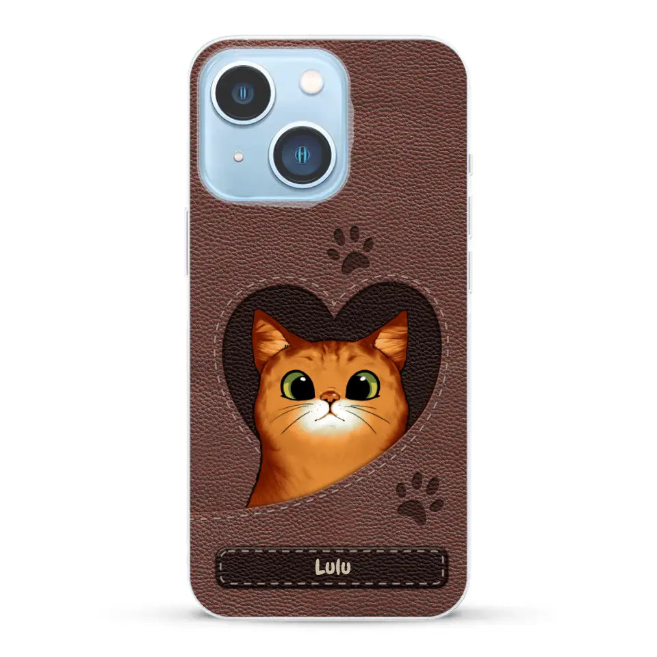 Chats curieux aspect cuir - Coque de téléphone personnalisée