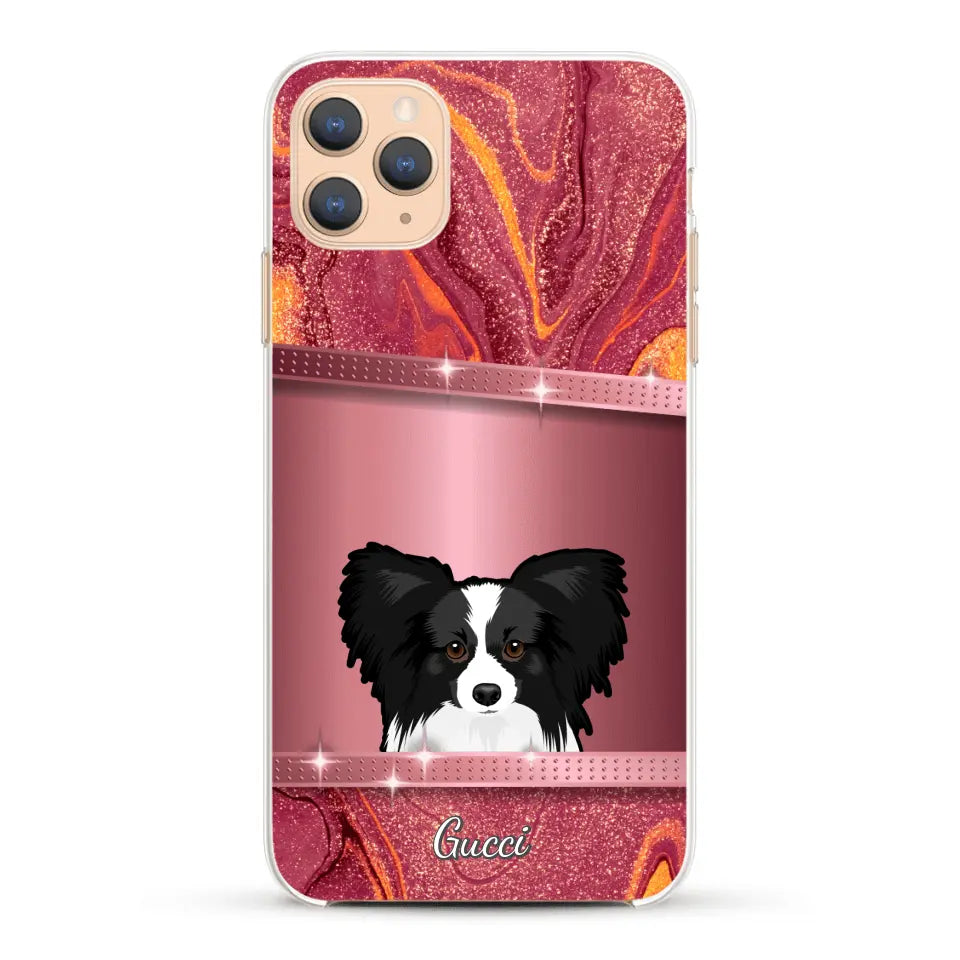 Chiens curieux aspect pailleté - Coque de téléphone personnalisée