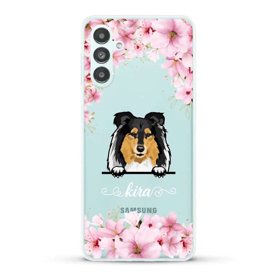 Fleurs et chiens - Coque de téléphone personnalisée