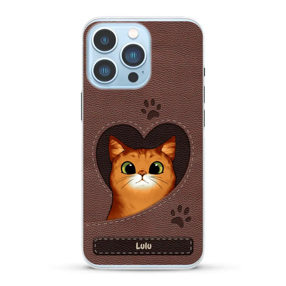 Chats curieux aspect cuir - Coque de téléphone personnalisée
