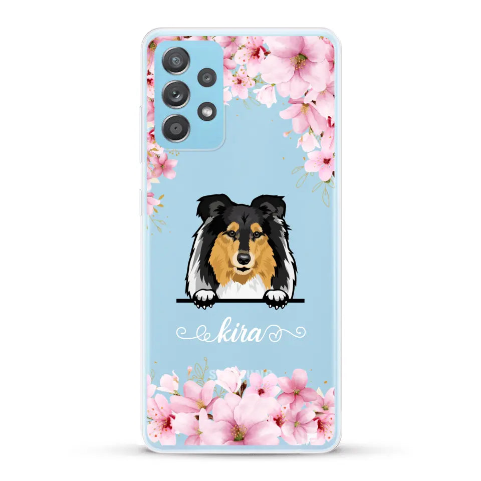 Fleurs et chiens - Coque de téléphone personnalisée