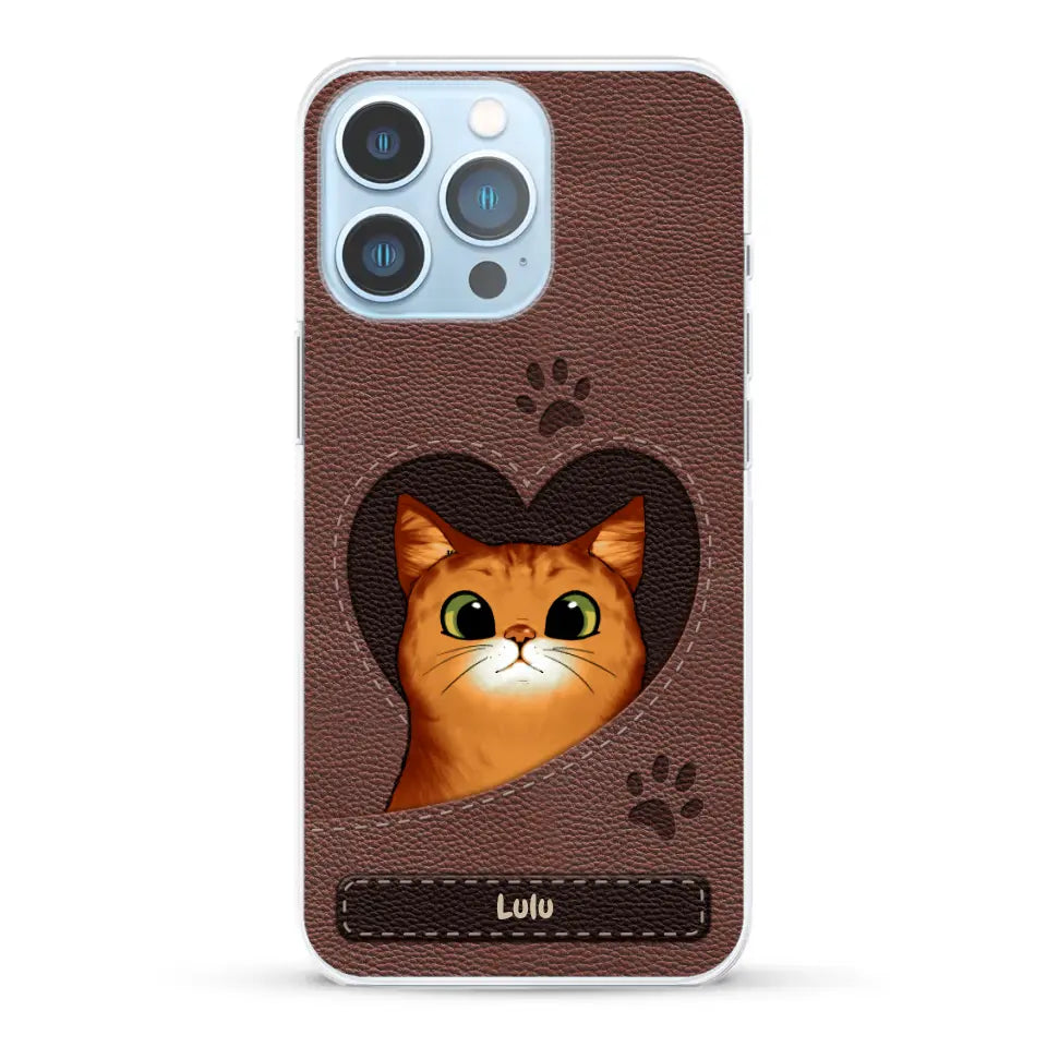 Chats curieux aspect cuir - Coque de téléphone personnalisée