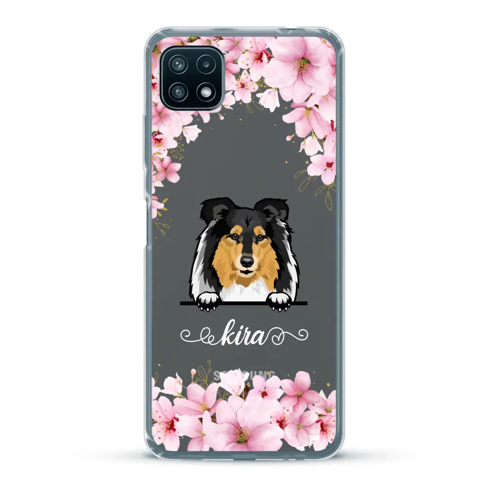 Fleurs et chiens - Coque de téléphone personnalisée