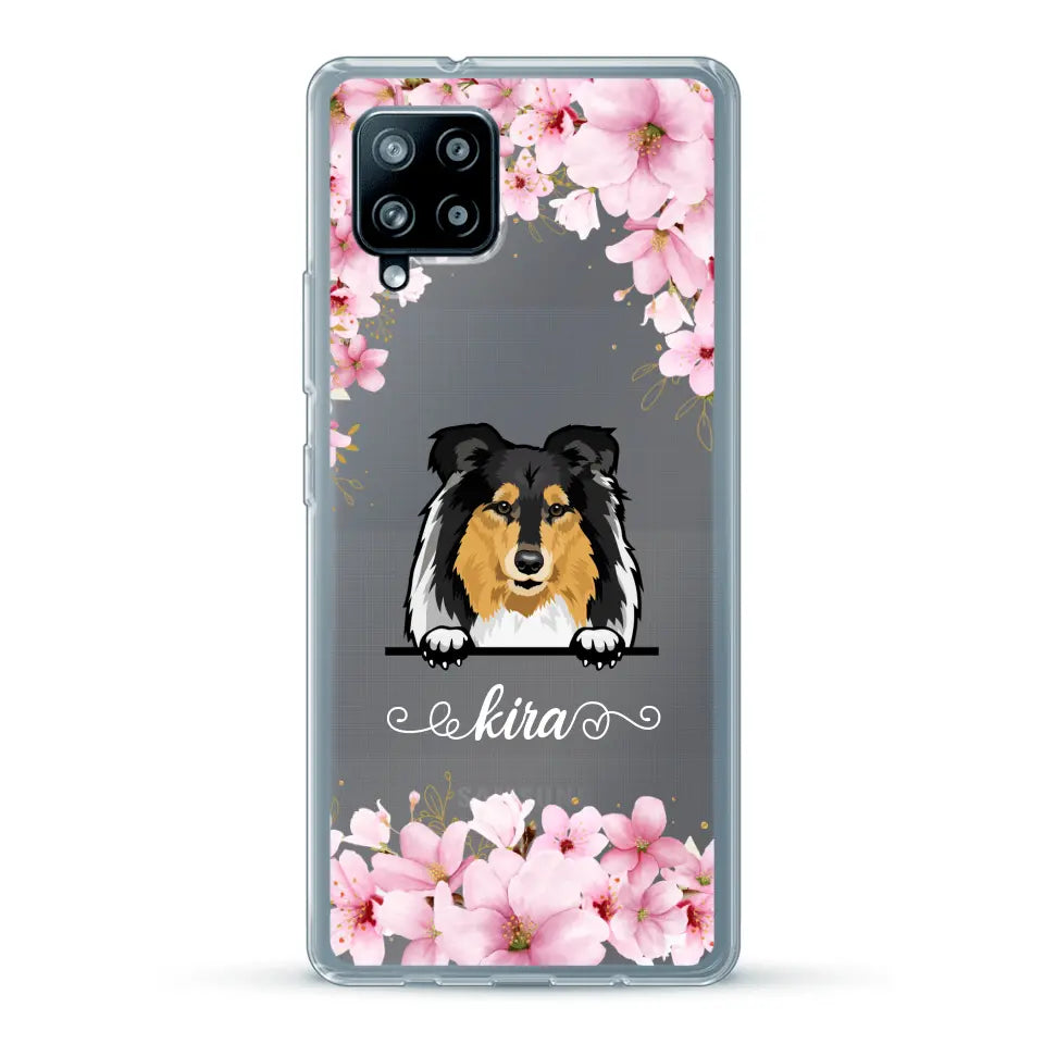 Fleurs et chiens - Coque de téléphone personnalisée