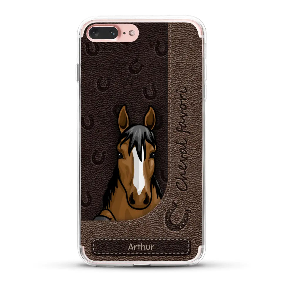 Chevaux curieux aspect cuir - Coque de téléphone personnalisée