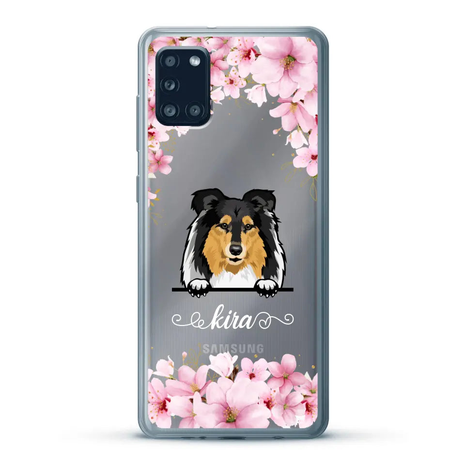 Fleurs et chiens - Coque de téléphone personnalisée