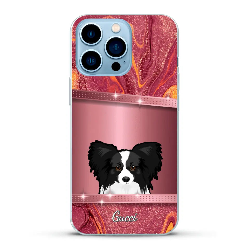 Chiens curieux aspect pailleté - Coque de téléphone personnalisée