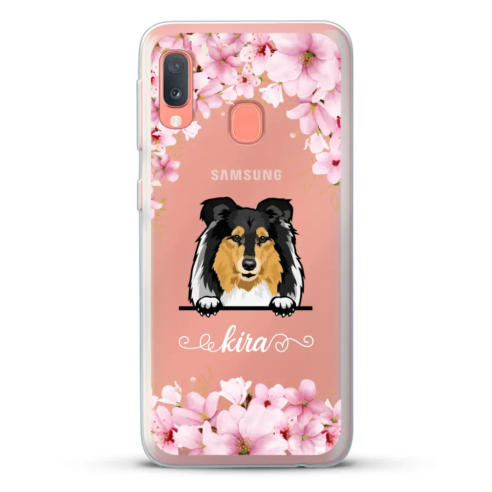 Fleurs et chiens - Coque de téléphone personnalisée