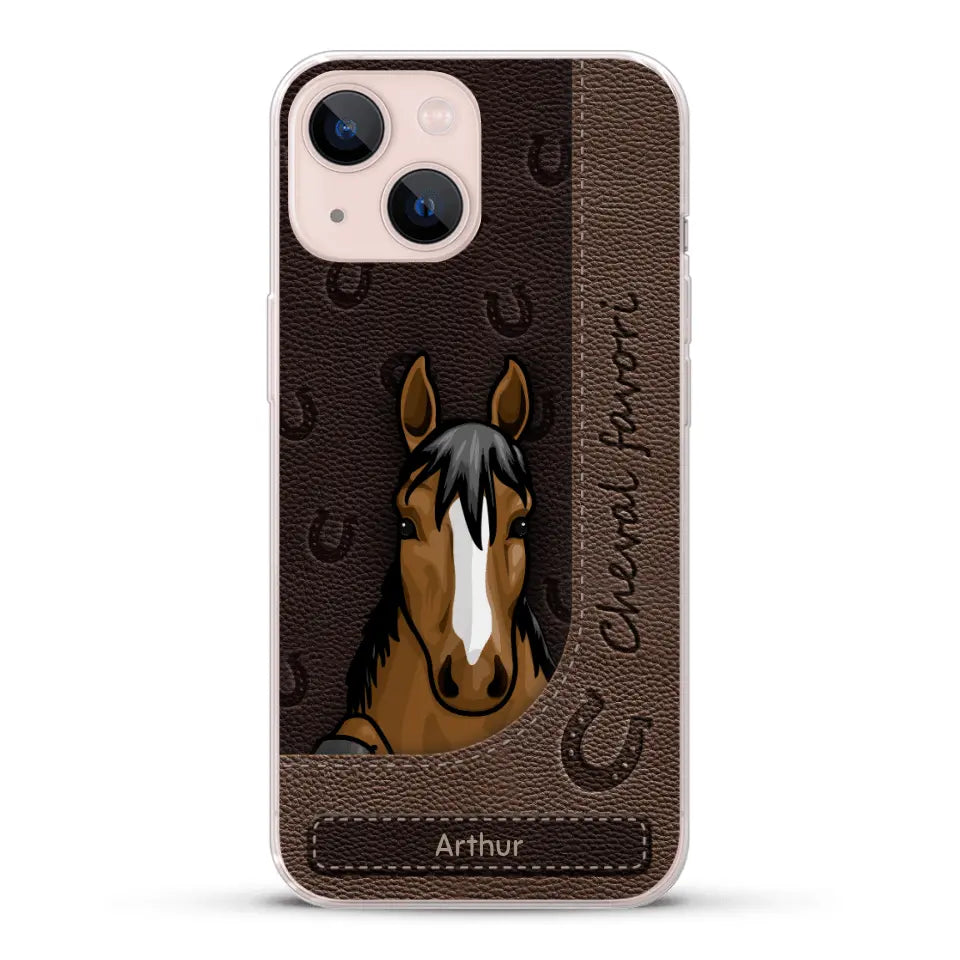 Chevaux curieux aspect cuir - Coque de téléphone personnalisée