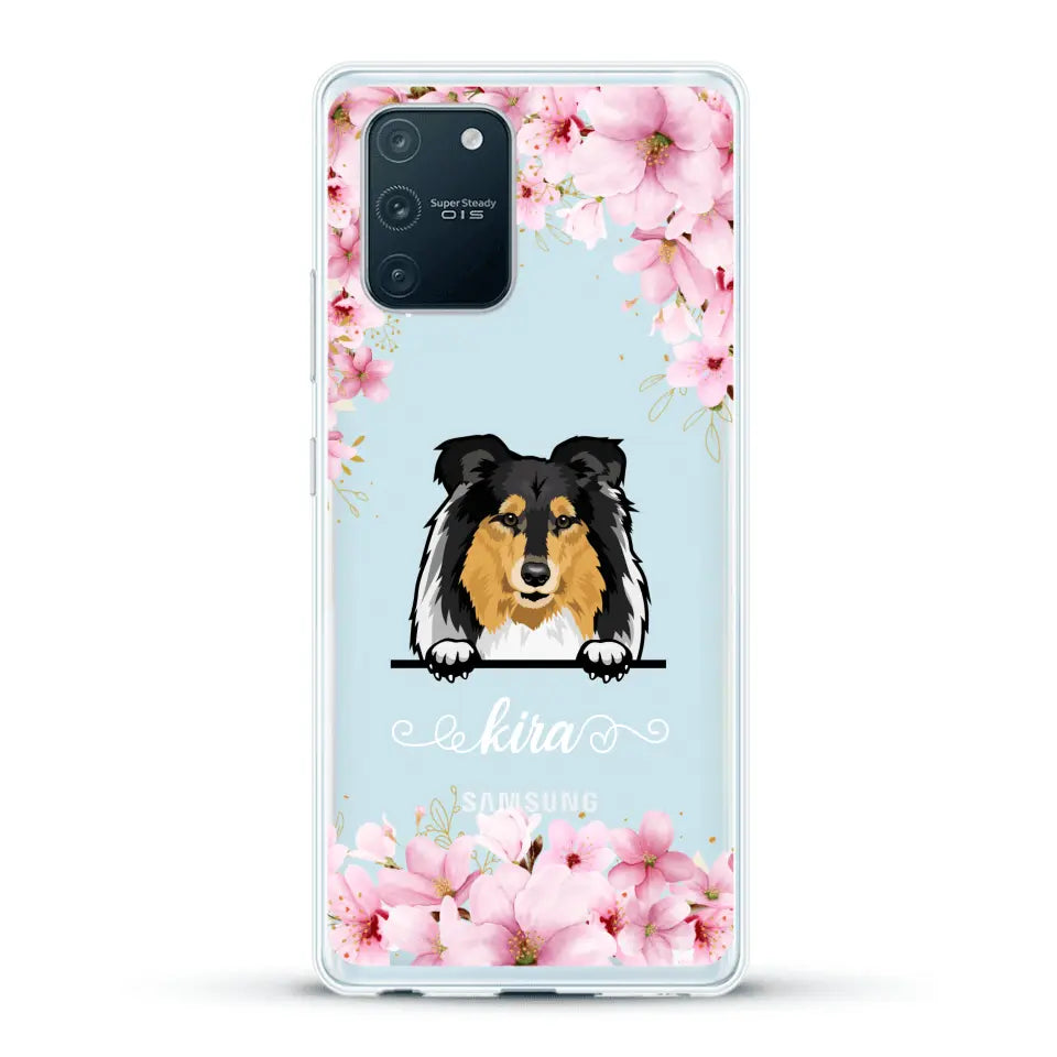 Fleurs et chiens - Coque de téléphone personnalisée