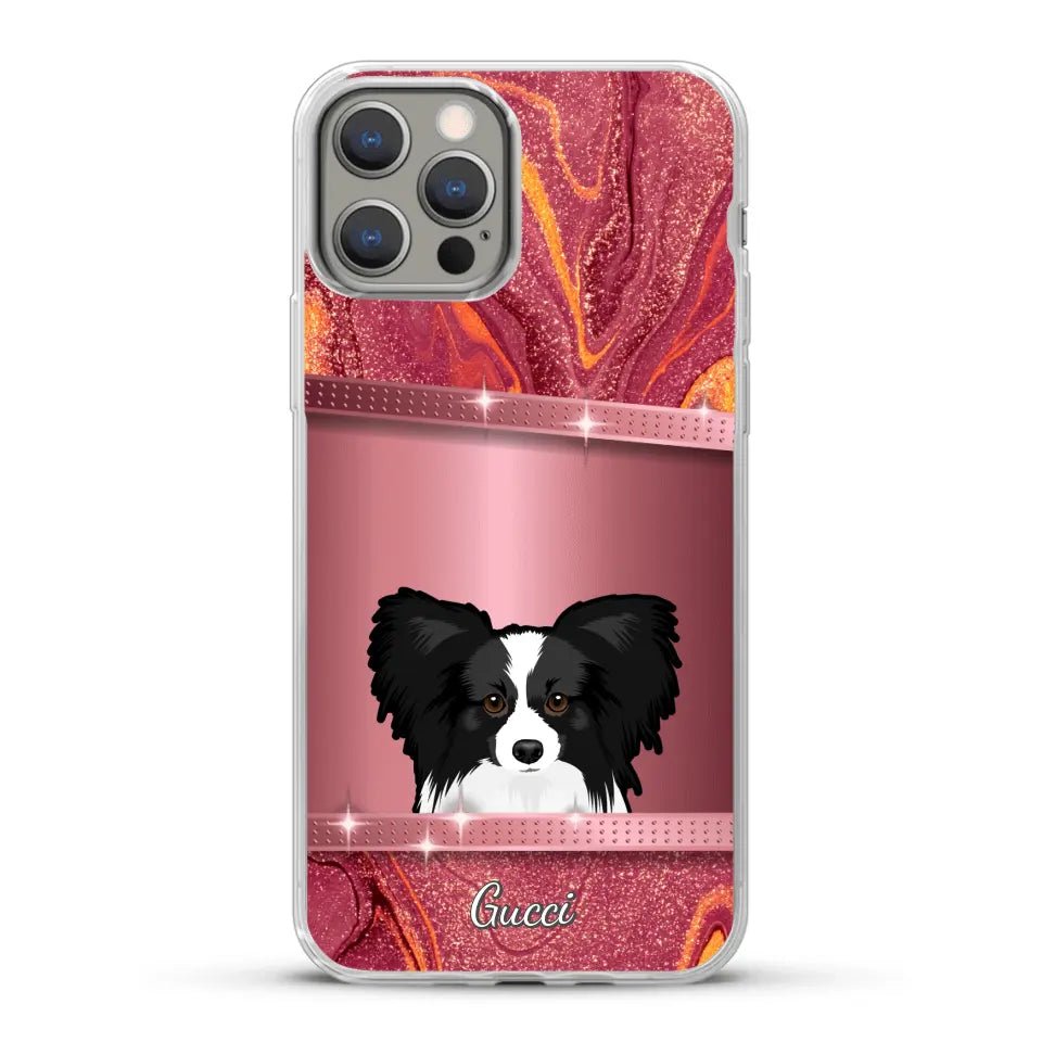 Chiens curieux aspect pailleté - Coque de téléphone personnalisée