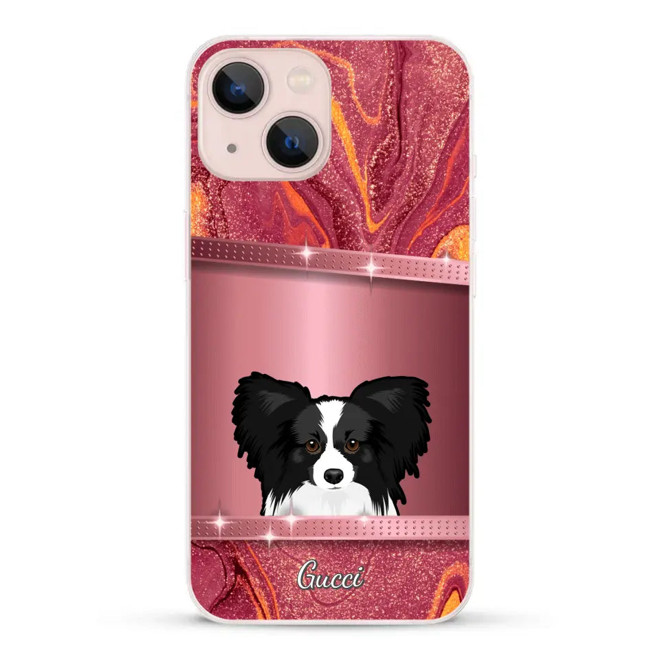 Chiens curieux aspect pailleté - Coque de téléphone personnalisée