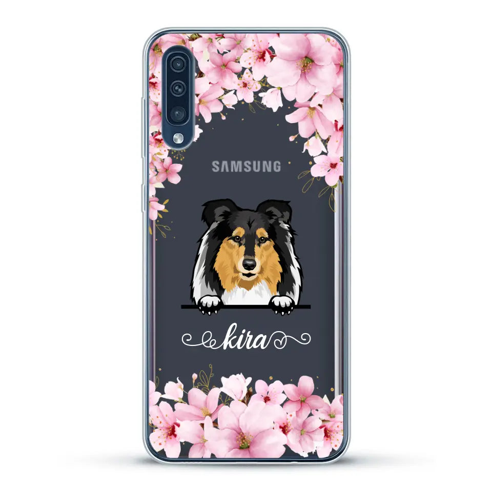 Fleurs et chiens - Coque de téléphone personnalisée