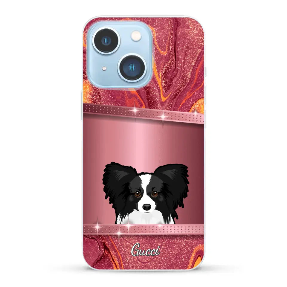 Chiens curieux aspect pailleté - Coque de téléphone personnalisée