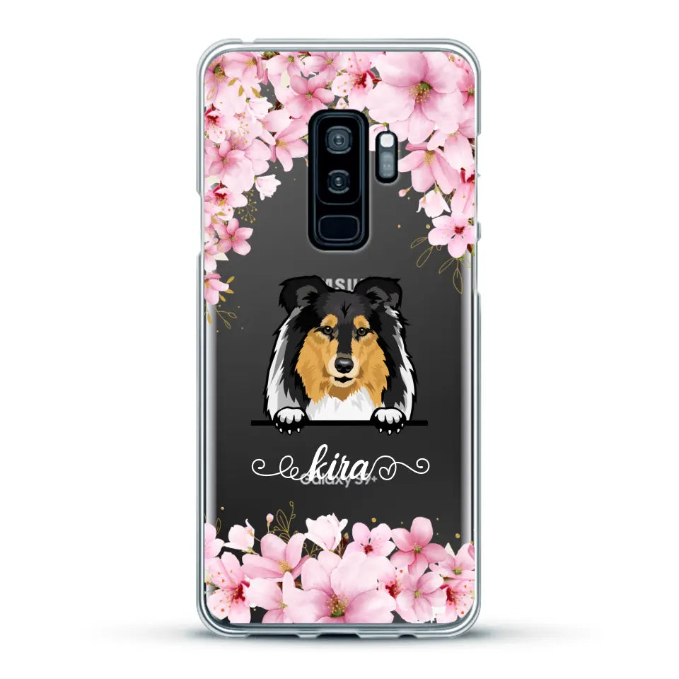 Fleurs et chiens - Coque de téléphone personnalisée