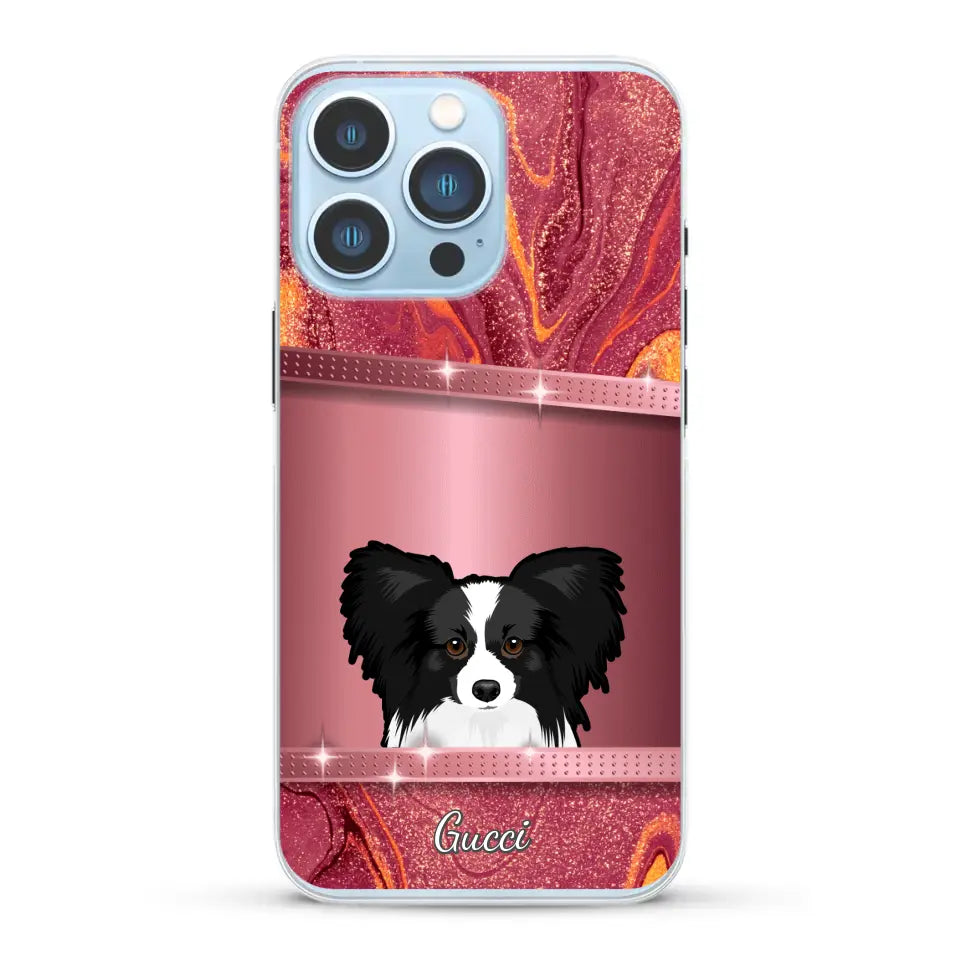 Chiens curieux aspect pailleté - Coque de téléphone personnalisée