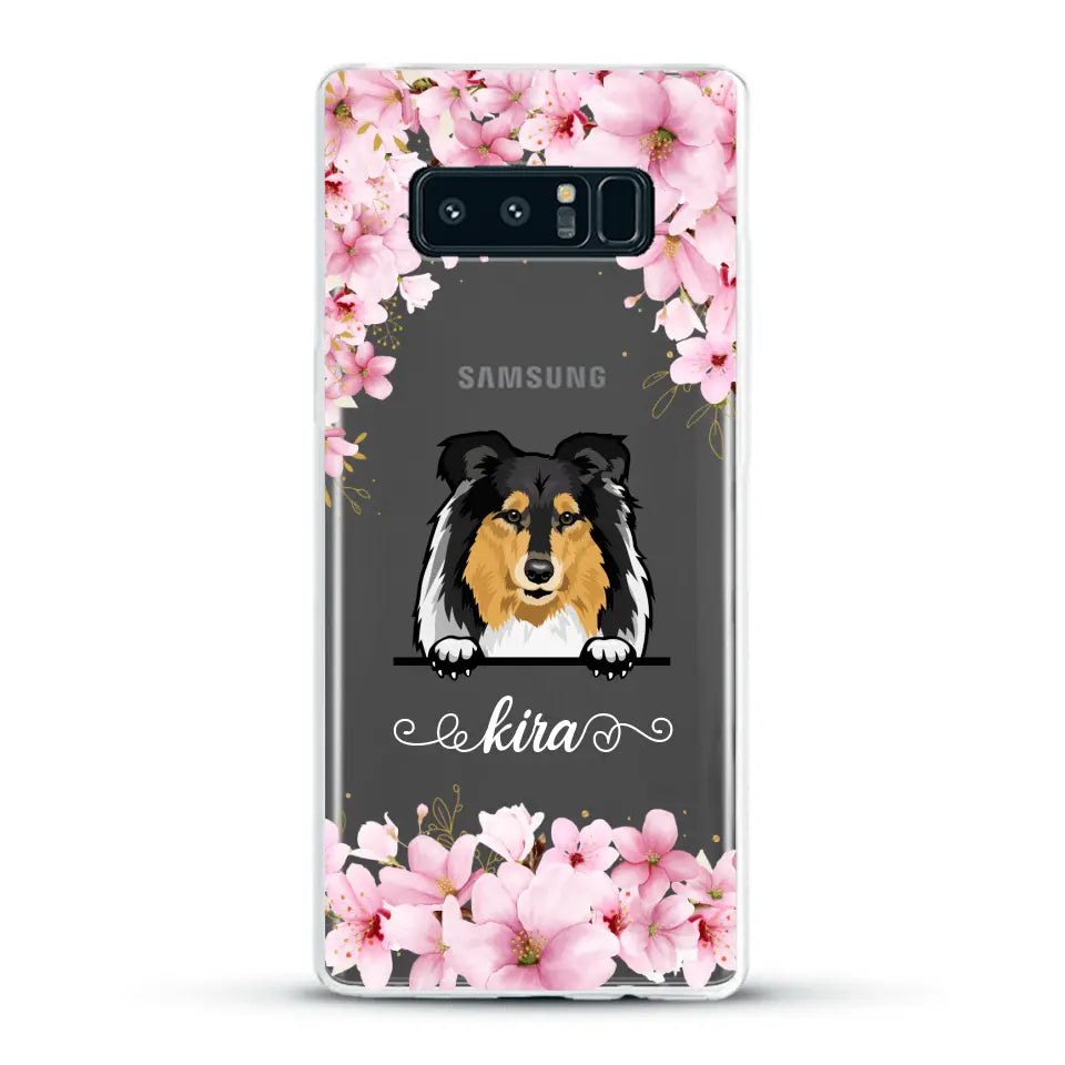 Fleurs et chiens - Coque de téléphone personnalisée