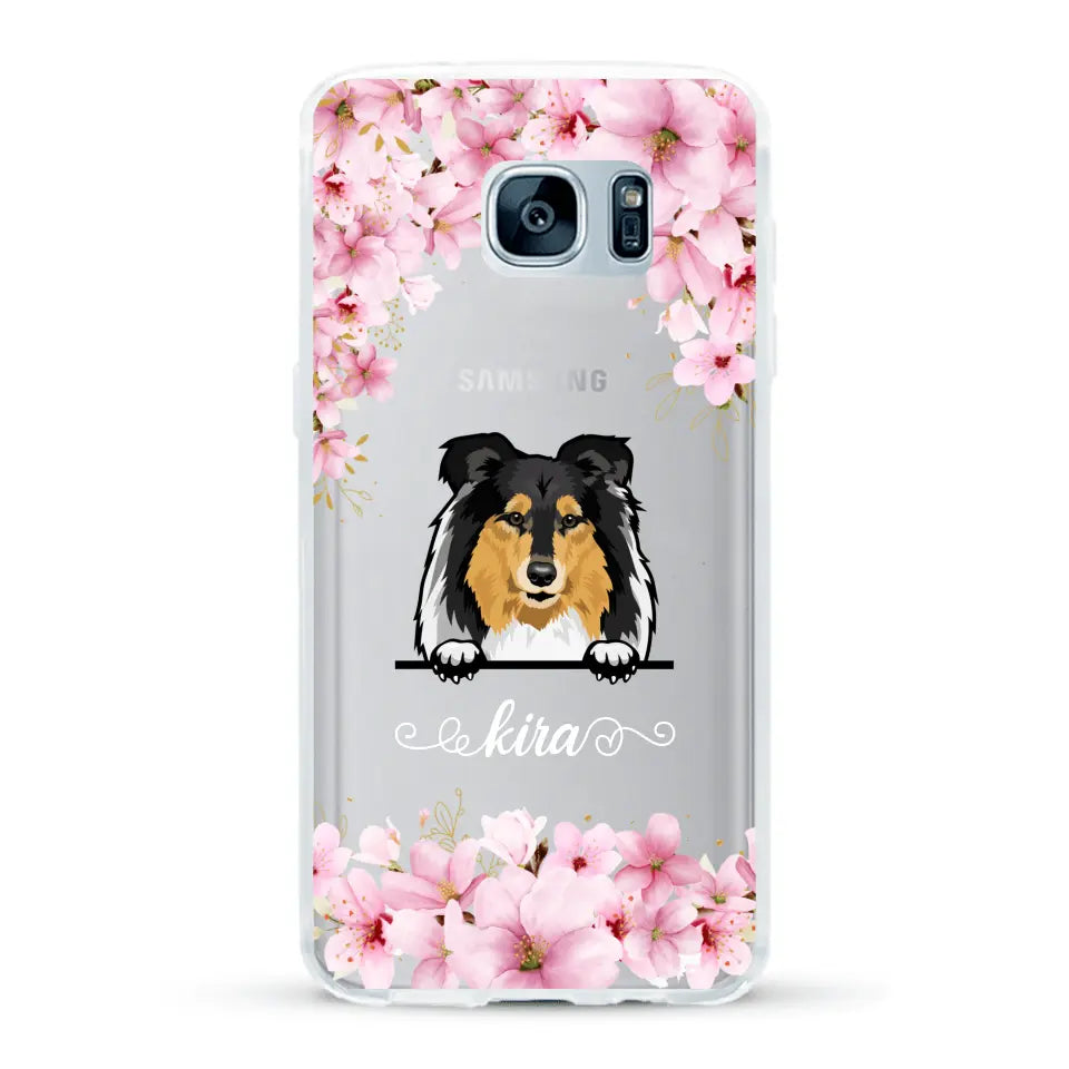 Fleurs et chiens - Coque de téléphone personnalisée