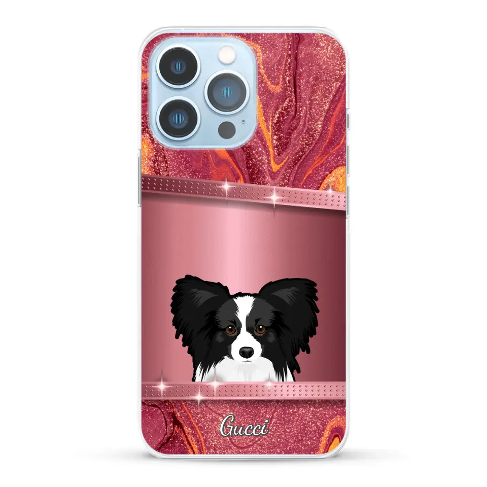 Chiens curieux aspect pailleté - Coque de téléphone personnalisée