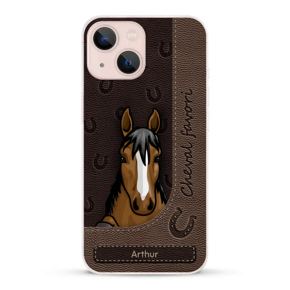Chevaux curieux aspect cuir - Coque de téléphone personnalisée