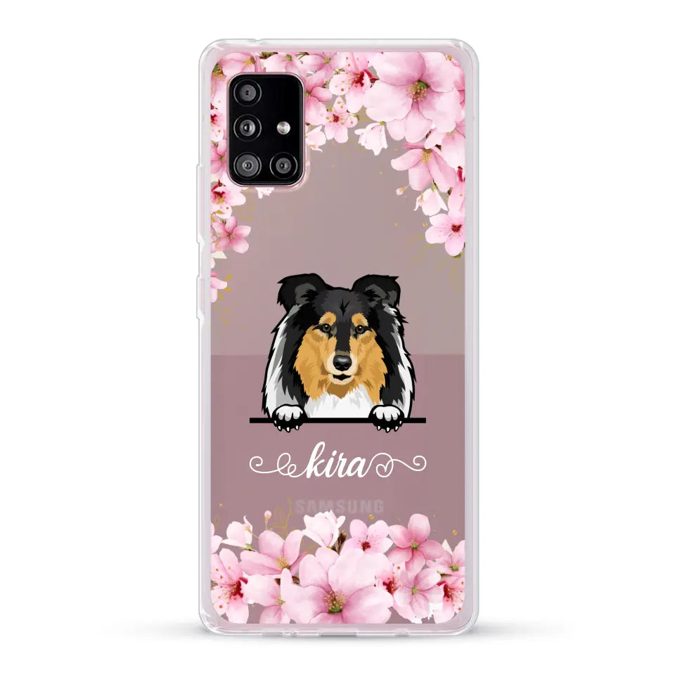 Fleurs et chiens - Coque de téléphone personnalisée