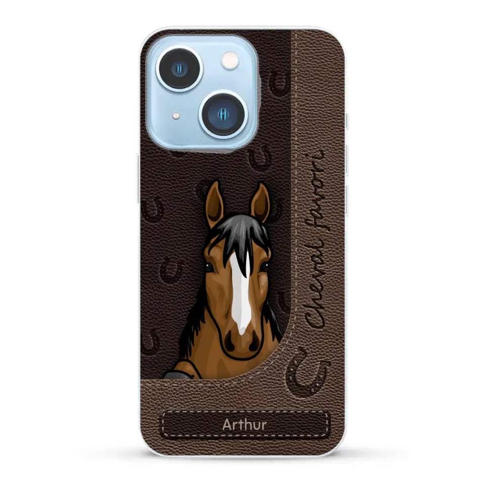 Chevaux curieux aspect cuir - Coque de téléphone personnalisée