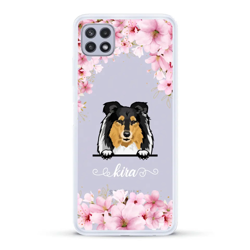 Fleurs et chiens - Coque de téléphone personnalisée