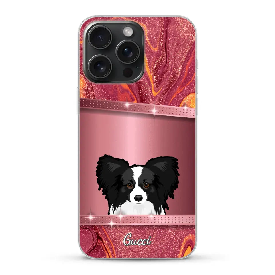 Chiens curieux aspect pailleté - Coque de téléphone personnalisée